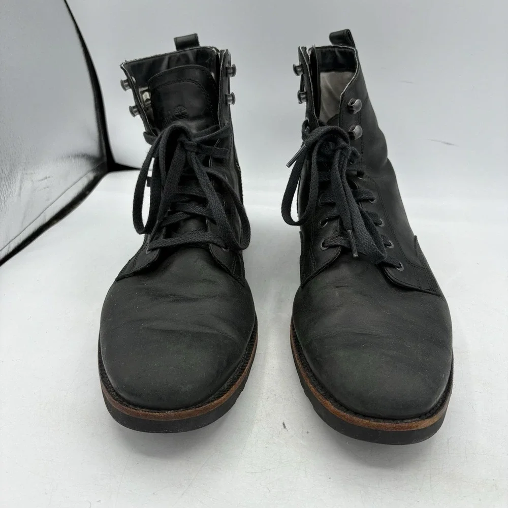 Timberland Boots Mens Size 10 Combat Black Leather Defender Repellent